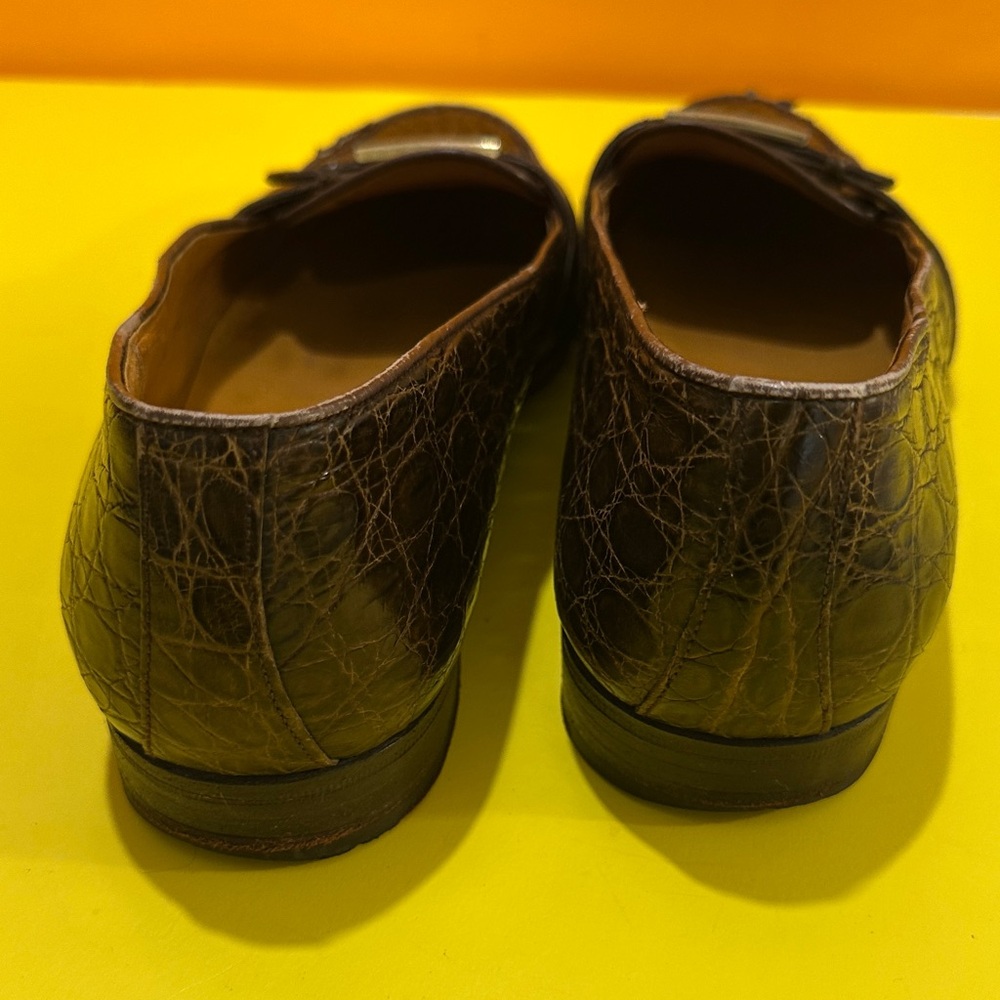 Polo Ralph Lauren Dark Brown Crocodile Pattern Loafers - Picture 9 of 16